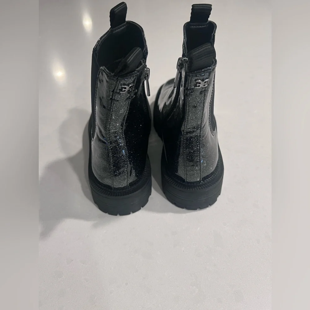 Sam Edelman‎ Girls Black Glitter Laguna Chelsea Boot Combat Sz 4 New